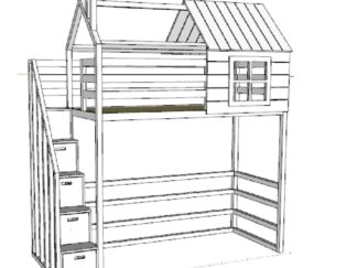 Loft bed with drawers and guardrails