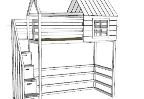 Loft bed with drawers and guardrails
