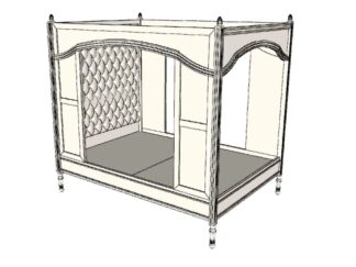 Elegant bed with raised floor rails
