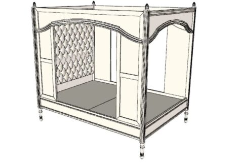 Elegant bed with raised floor rails