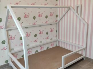 Wooden bed frame and chimney