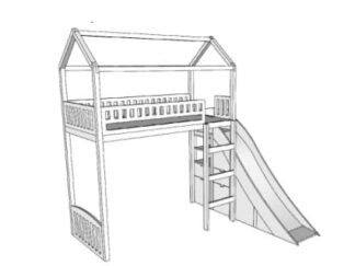 Loft bed with ladder and slide