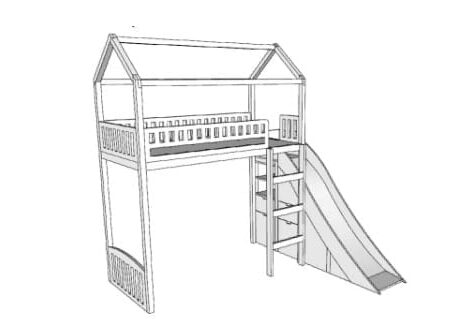 Loft bed with ladder and slide