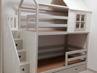 Bunk bed with star handles and big drawer under bed