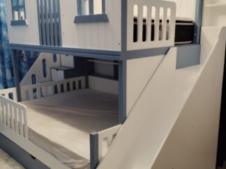 House bed with wall shelves