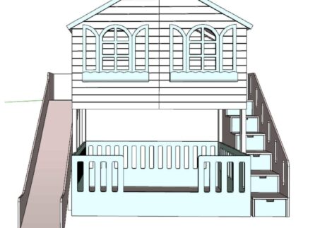 Bunk bed with two upper windows