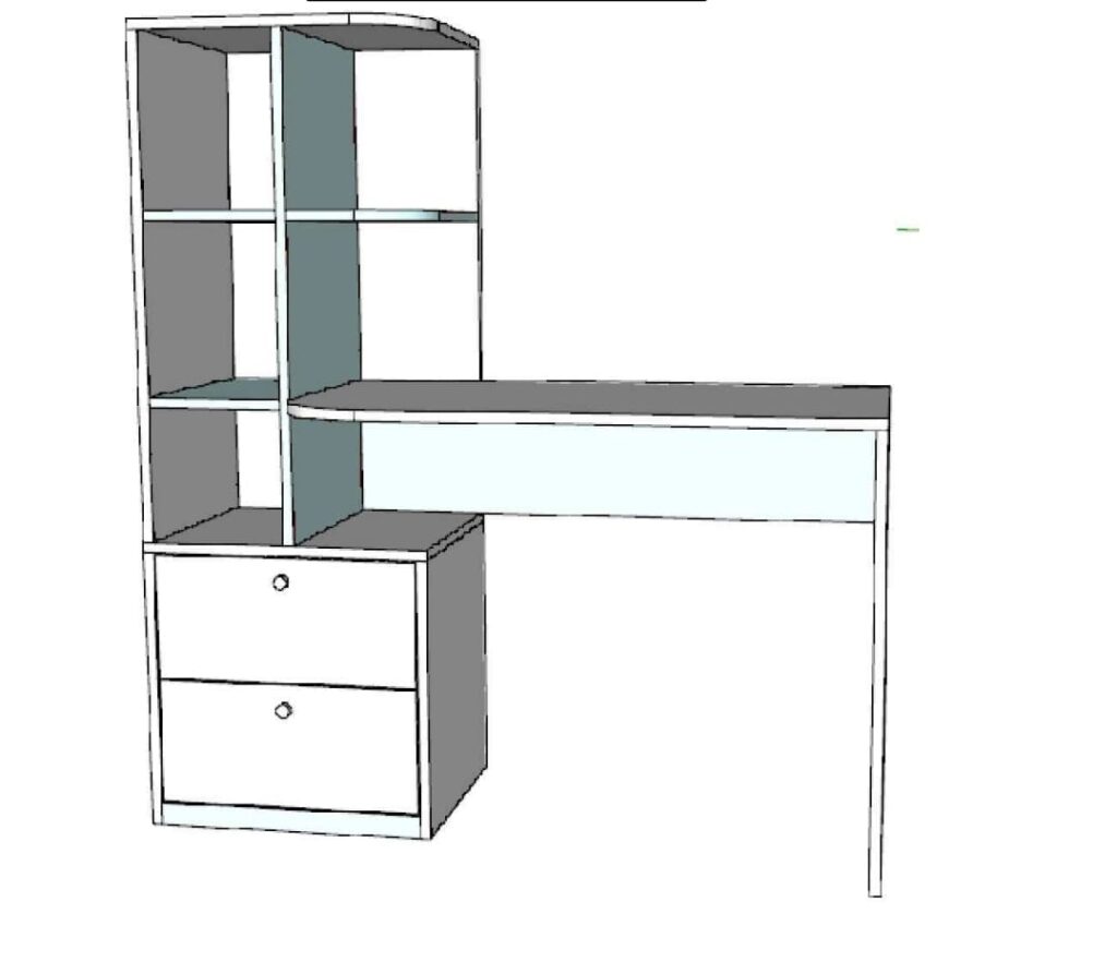 Study Desk with Side Storage Unit