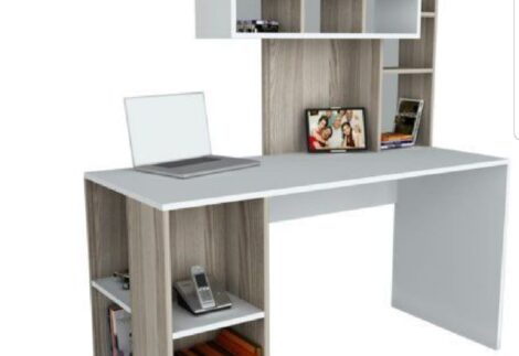 Modern Study Desk with Storage Shelves