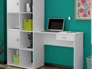 Elegant Desk with Multi-Functional Storage Bookshelf