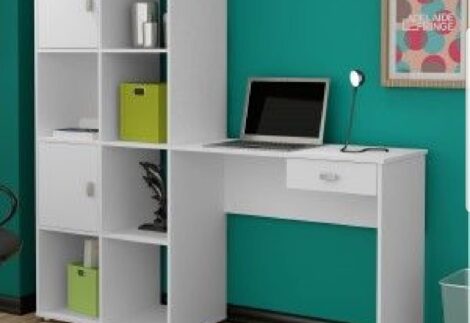 Elegant Desk with Multi-Functional Storage Bookshelf