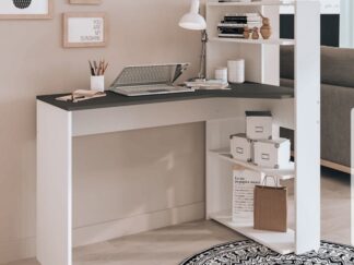 Modern L-Shaped Desk with Side Storage Shelves