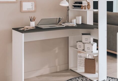 Modern L-Shaped Desk with Side Storage Shelves