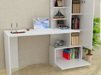 Desk with Closed Cabinet & Open Shelves