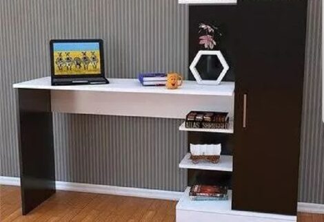 Modern Desk with Side Cabinet & Open Shelves