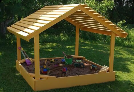 Covered Wooden Sandbox