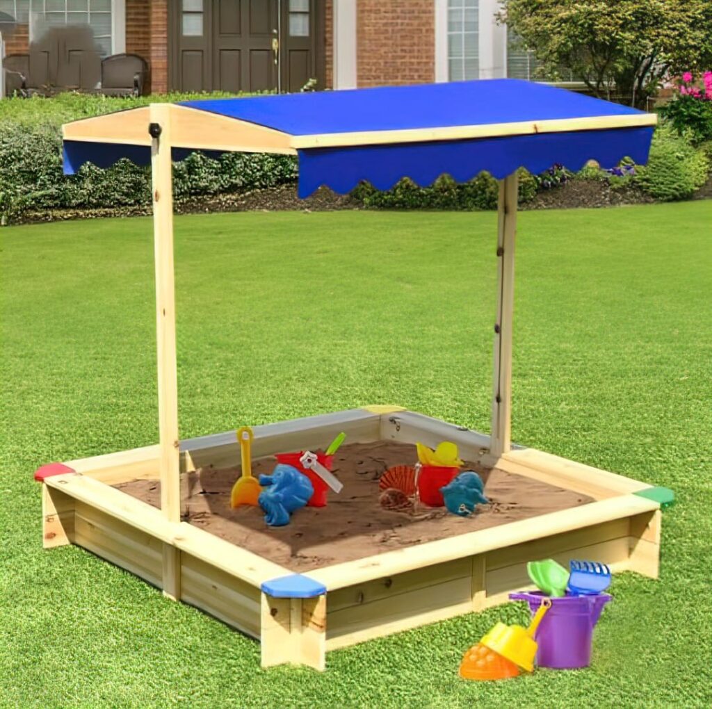 Wooden Sandbox with Canopy