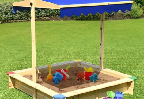 Wooden Sandbox with Canopy