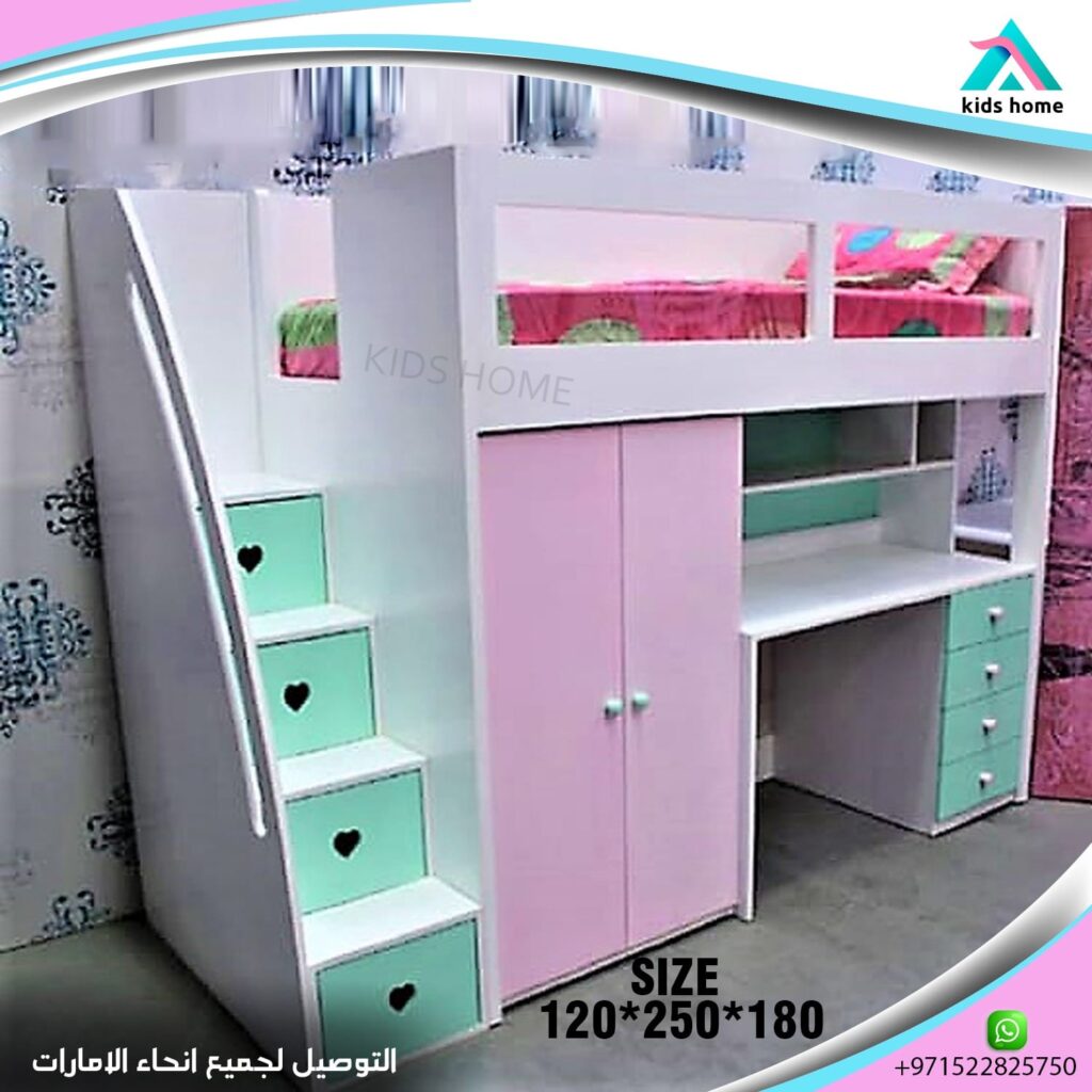 Bunk bed with stairs with drawers, 3 colours