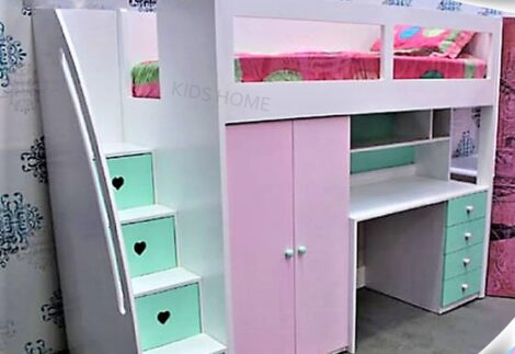 Bunk bed with stairs with drawers, 3 colours
