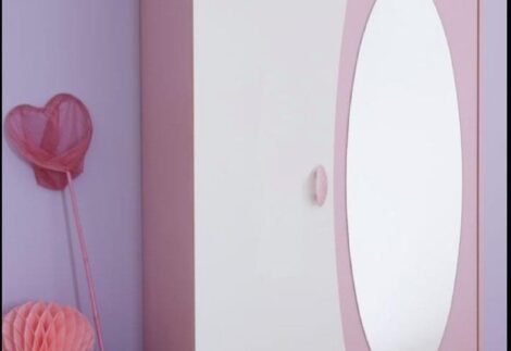 Stylish Wardrobe with Oval Mirror
