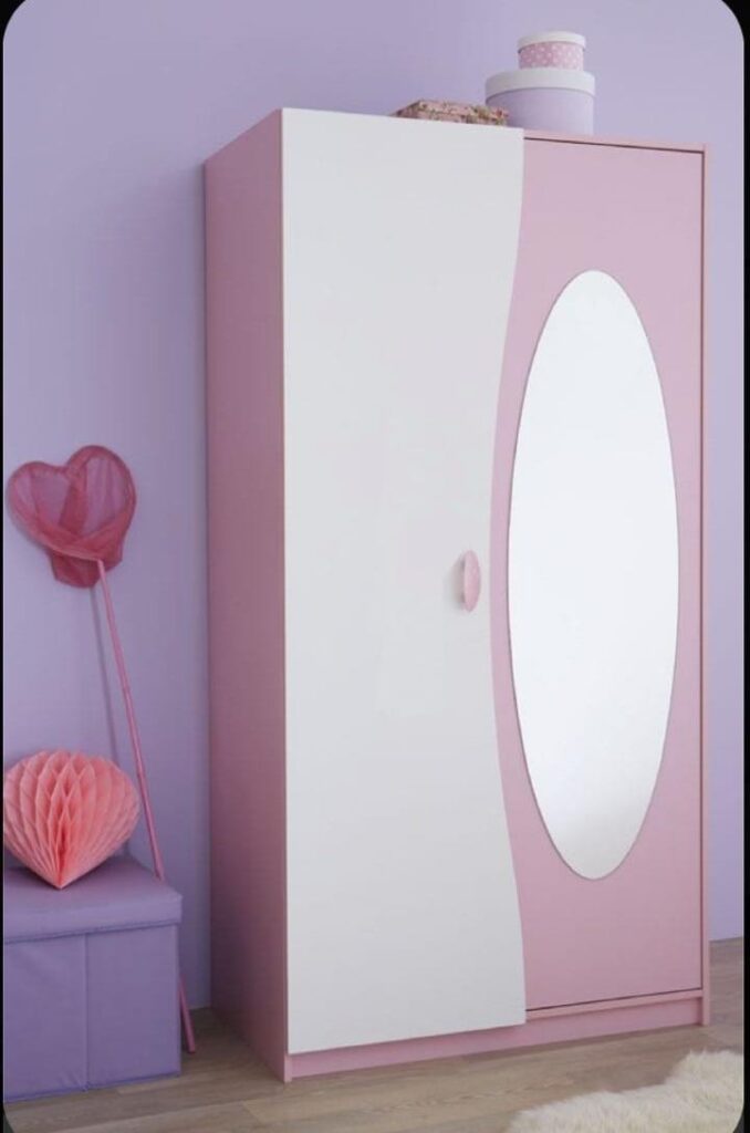 Stylish Wardrobe with Oval Mirror