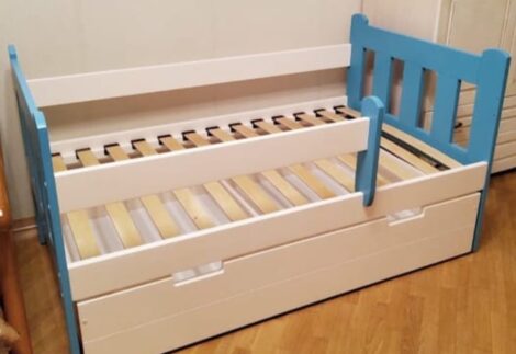 Kids Bed with Rail & Steps