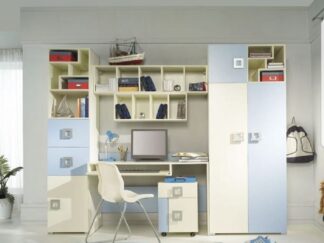 Complete Desk Unit with Cabinets & Storage Shelves