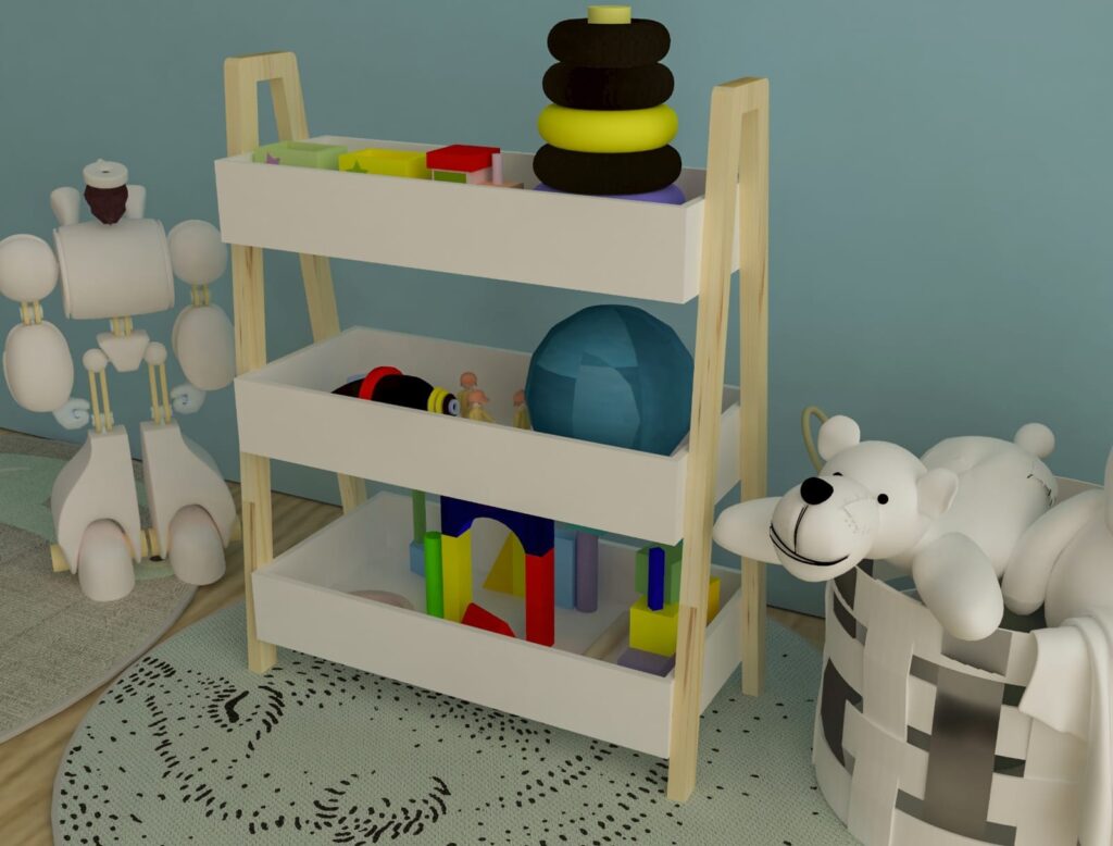 Wooden Triple Toy Storage Rack