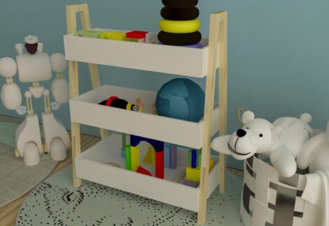 Wooden Triple Toy Storage Rack