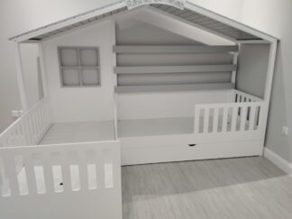 L -SHAPE  BED , 2 COLOURS , WITH DRAWERS