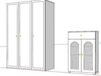Three-Door Wardrobe & Elegant Shoe Cabinet Set