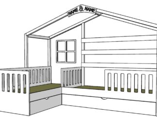 L-shaped bed + NAME BOARD
