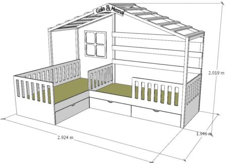 L SHPE BED + ROOF +NAMES