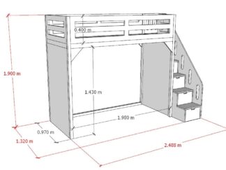 loft bed with side drawer