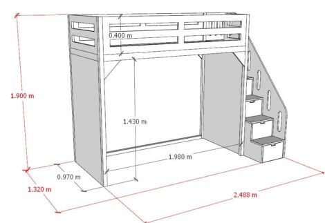 loft bed with side drawer