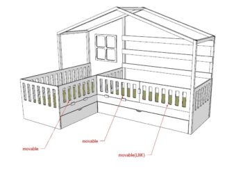 L-shape house bed