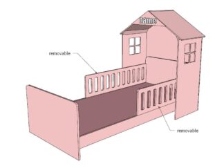 HOUSE BED WITH REMOVABLE BARRIERS