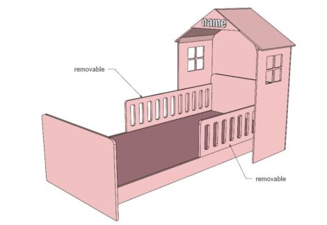 HOUSE BED WITH REMOVABLE BARRIERS