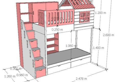 special design bed, with built-in wardrobe