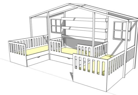 Three U-shaped beds