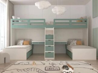 4beds,2desks, stair with storage drawers