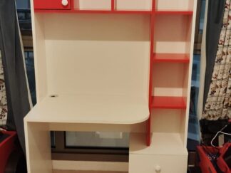 Study Desk with Overhead Storage & Side Drawers