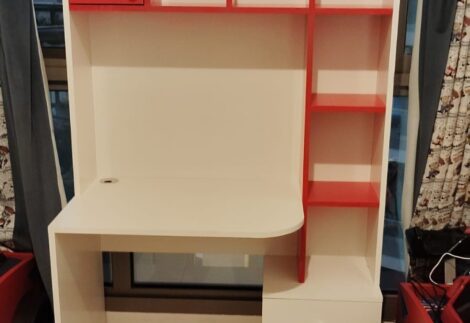 Study Desk with Overhead Storage & Side Drawers