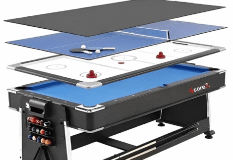 SCOREX 4 in 1 Games- billiard table & air hockey table & tennis table & dinning