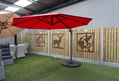 Outdoor furniture Aluminum, Red, UV-Protection Parachute with four Pieces Fan Shaped base - 3 Meter-