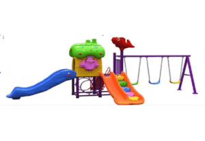 Outdoor Playset – 2 Slides & 3 Swings – Compact Design – Size 520x285x235 cm