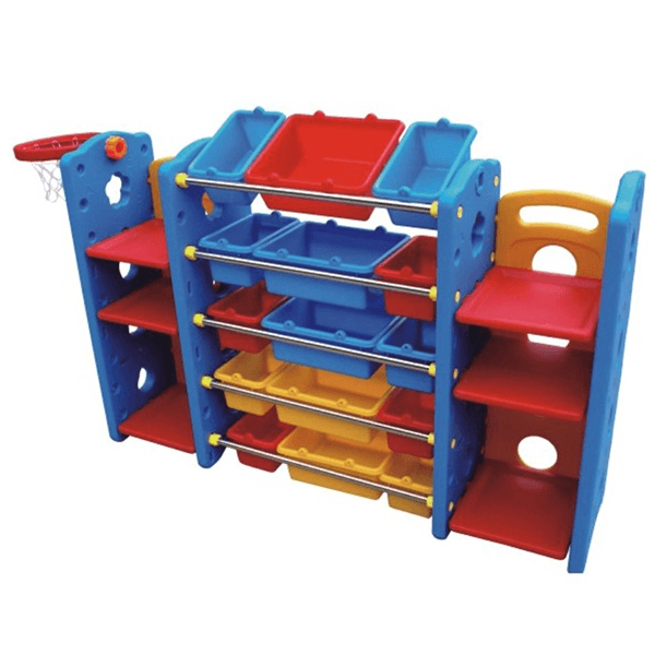 Kids Toys Storage Organizer 15 Plastic Bins with two side shelf - Large Size: 196x40x105 cm