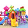 OUTDOOR PLAYGROUND TOY FOR KIDS SLIDE AND SWING WITH CLIMPING NET SIZE; 610X440X250CM