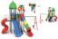 HEAVEY DUTY OUTDOOR PLAYGROUND TOY FOR KIDS, 4 SLIDES AND 3 SWINGS, PLAY SET SIZE ; 730X445X370CM
