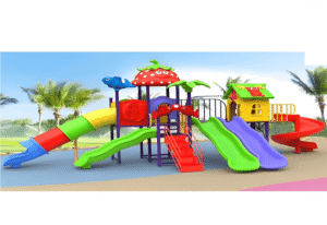 Large Outdoor Kids Playset Featuring 5 Fun Slides, 4 Swings, Top Cap & Playhouse – Sturdy & Weather-Resistant – Size 780x600x300 cm
